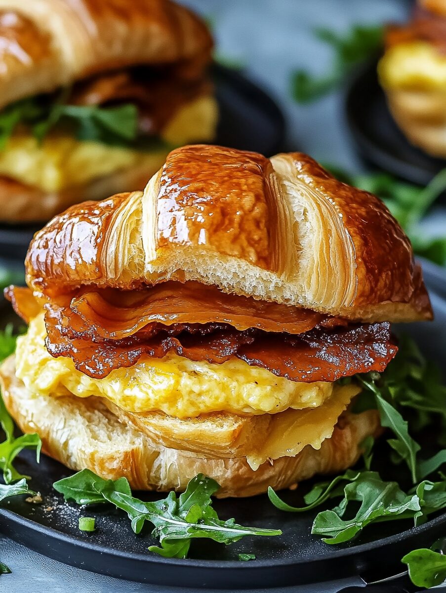 Killer Maple Mustard Croissant Breakfast Sandwiches