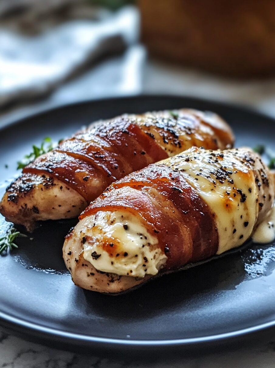 Bacon Wrapped Cream Cheese Stuffed Chicken Breast