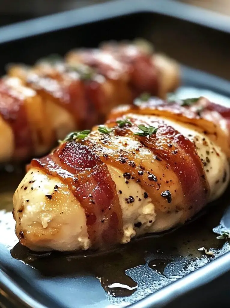 Bacon Wrapped Cream Cheese Stuffed Chicken Breast