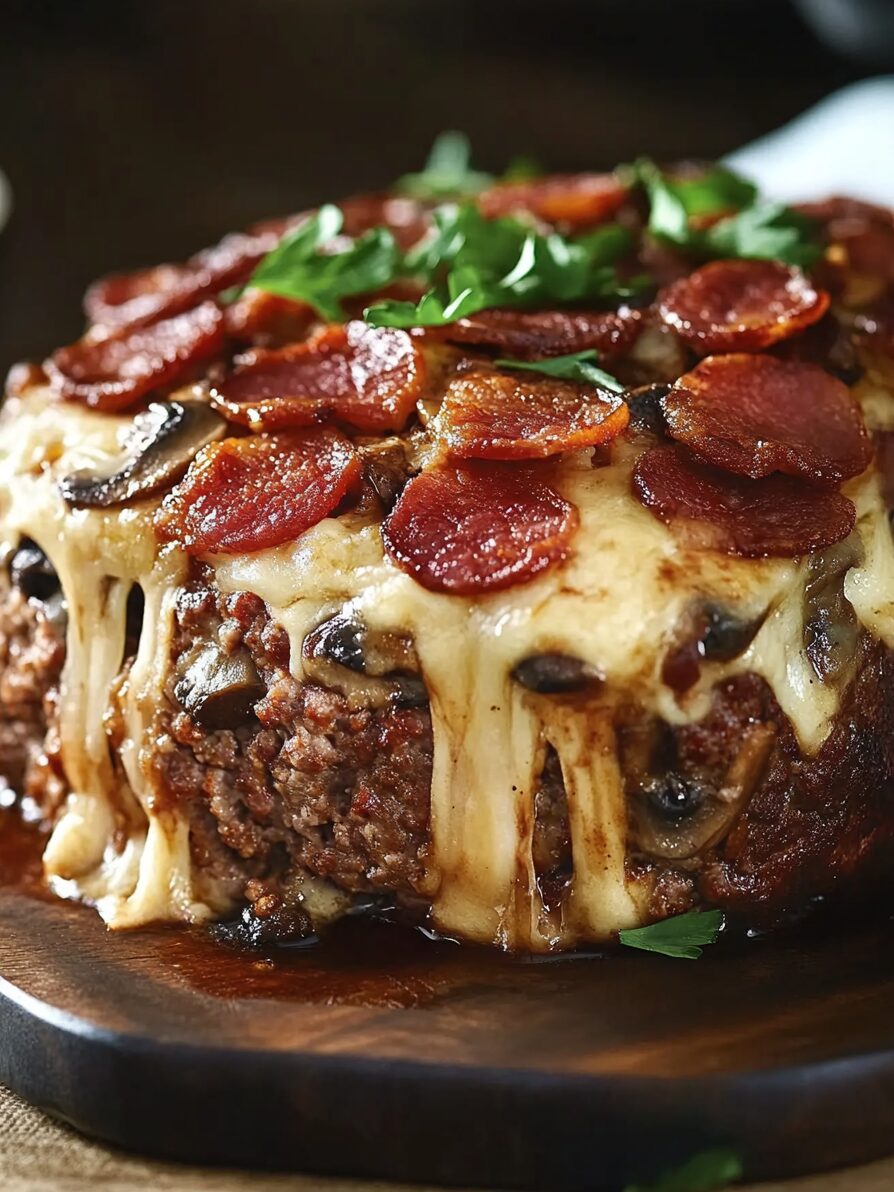 Bacon Mushroom Swiss Meatloaf