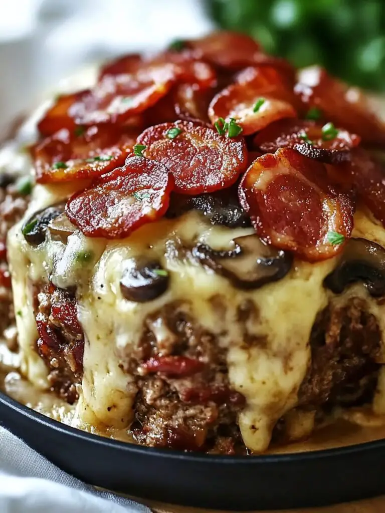 Bacon Mushroom Swiss Meatloaf