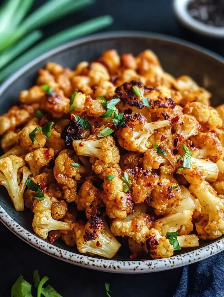 Vegan Garlic Pasta with Roasted Cajun Cauliflower