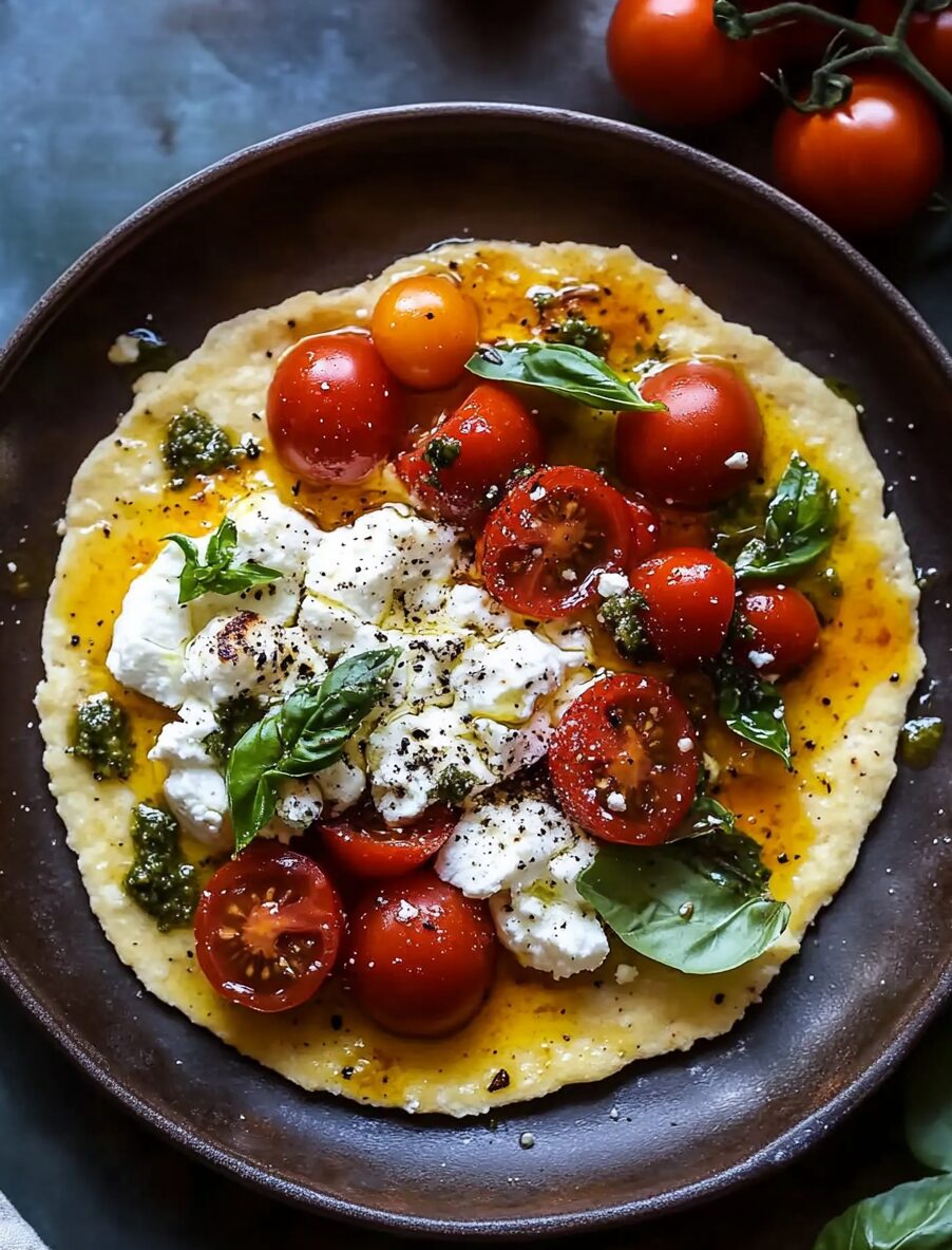 Socca with Whipped Feta and Tomato Salad
