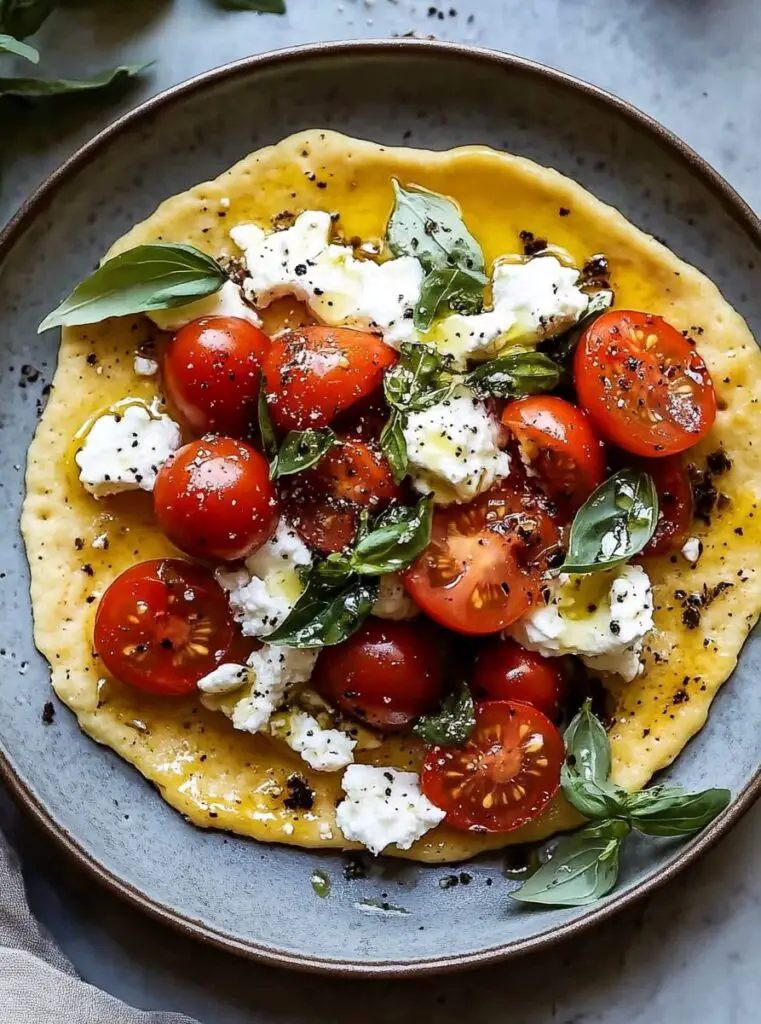 Socca with Whipped Feta and Tomato Salad