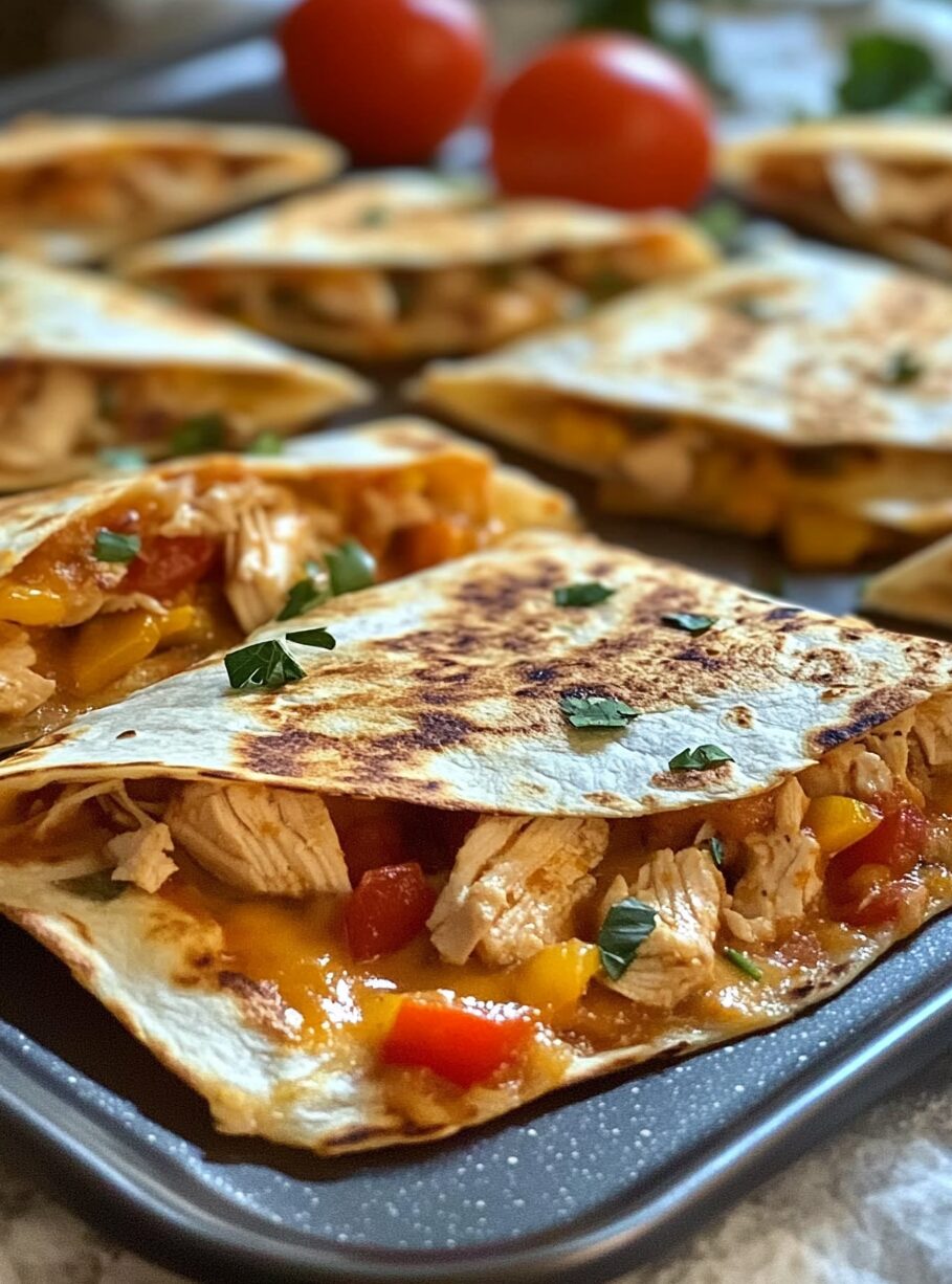 Sheet Pan Chicken Quesadillas