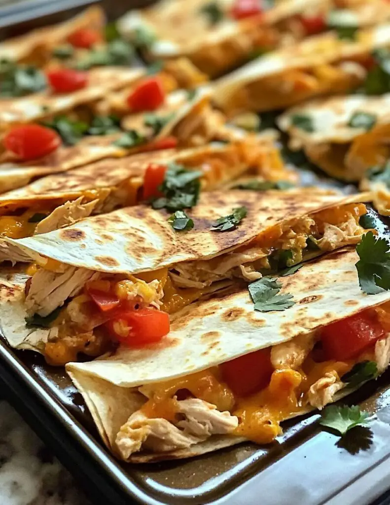 Sheet Pan Chicken Quesadillas