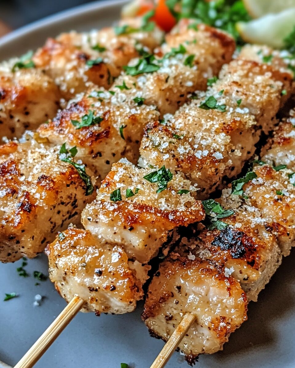 Air Fryer Garlic Parmesan Chicken Skewers