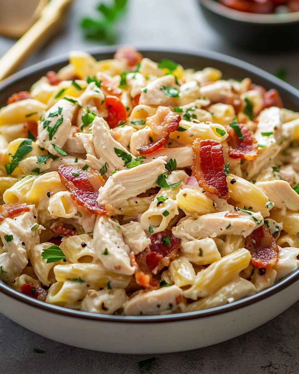 Creamy Chicken Bacon Ranch Pasta Salad