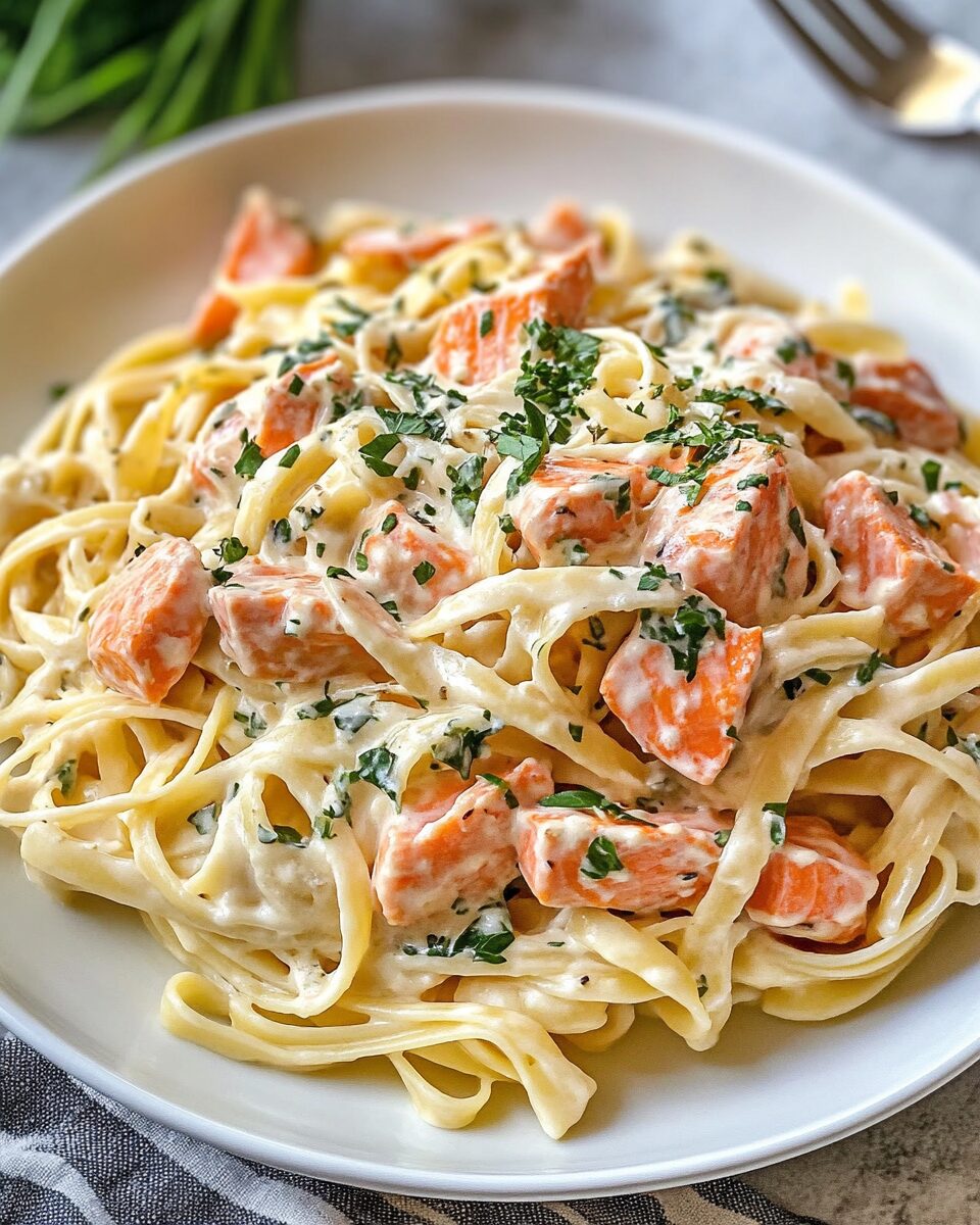Creamy Garlic Salmon Pasta
