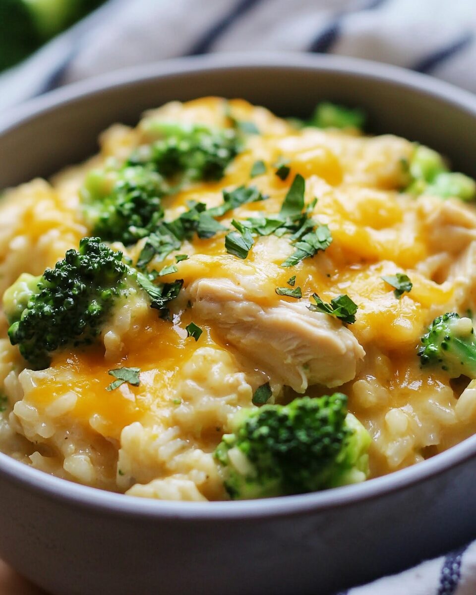 Crockpot Cheesy Chicken Broccoli Rice