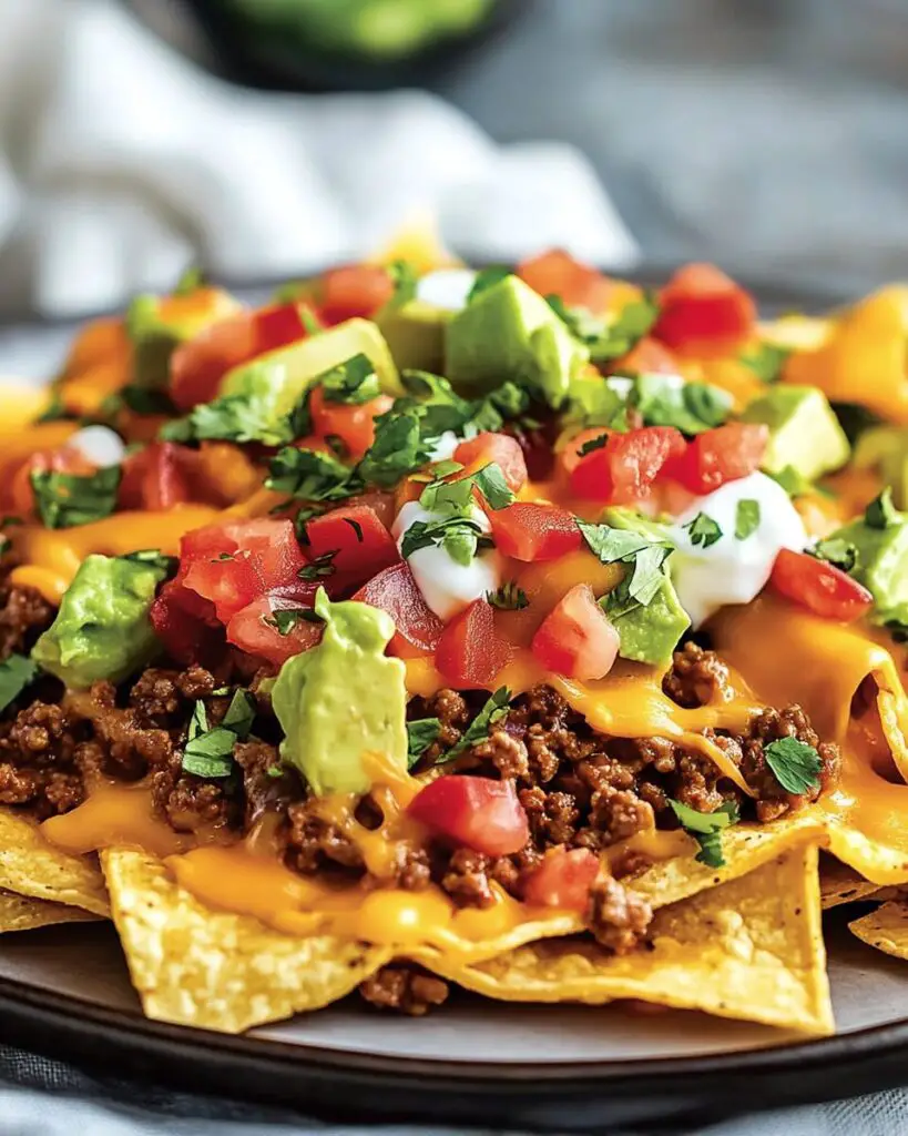Fully Loaded Cheesy Ground Beef Nachos