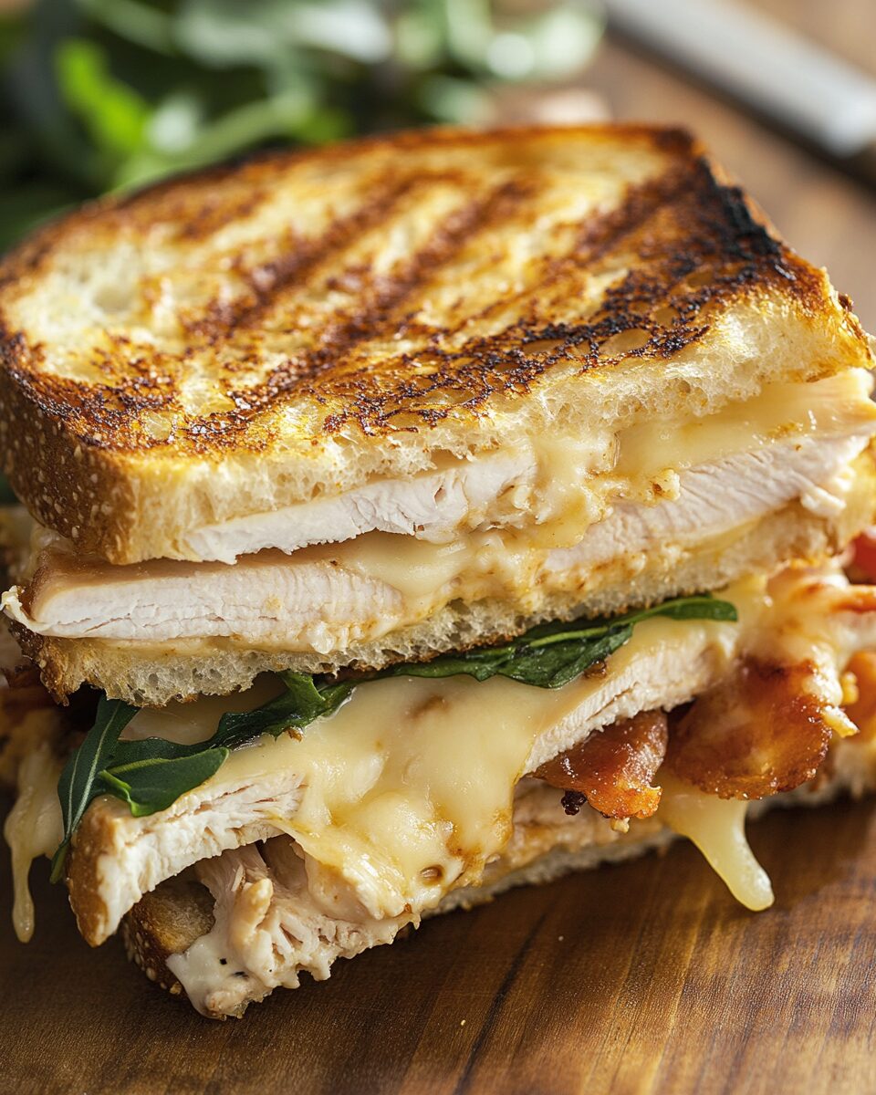 Golden Turkey Melt with Melted Cheese and Crisp Bread