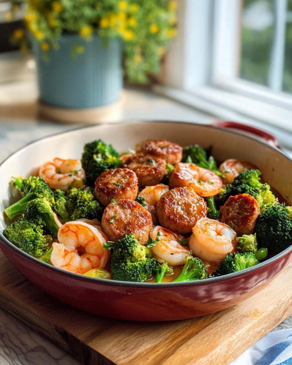 Honey Garlic Shrimp with Sausage and Broccoli