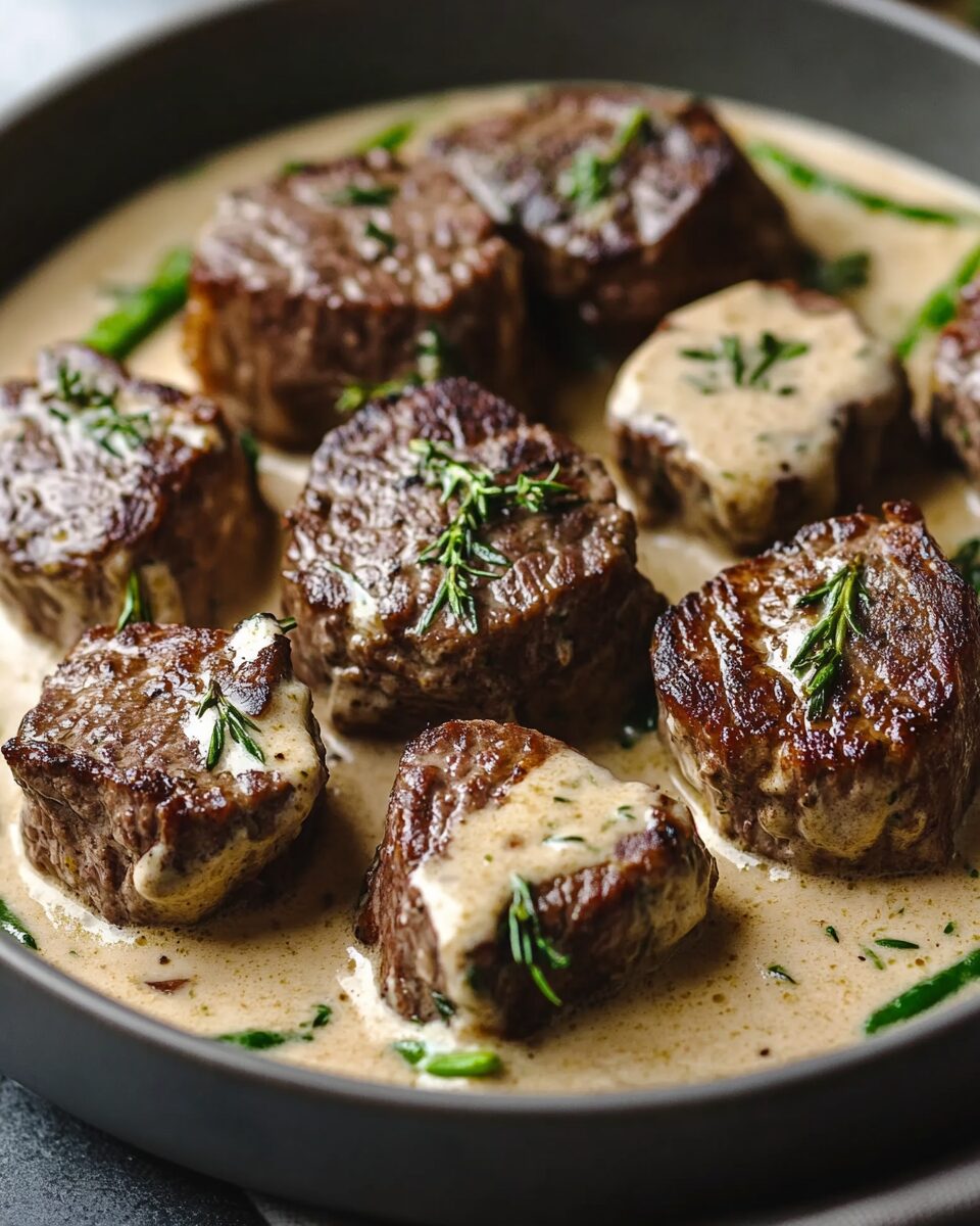 Juicy Garlic Butter Steak Bites in a Rich Parmesan Cream Sauce