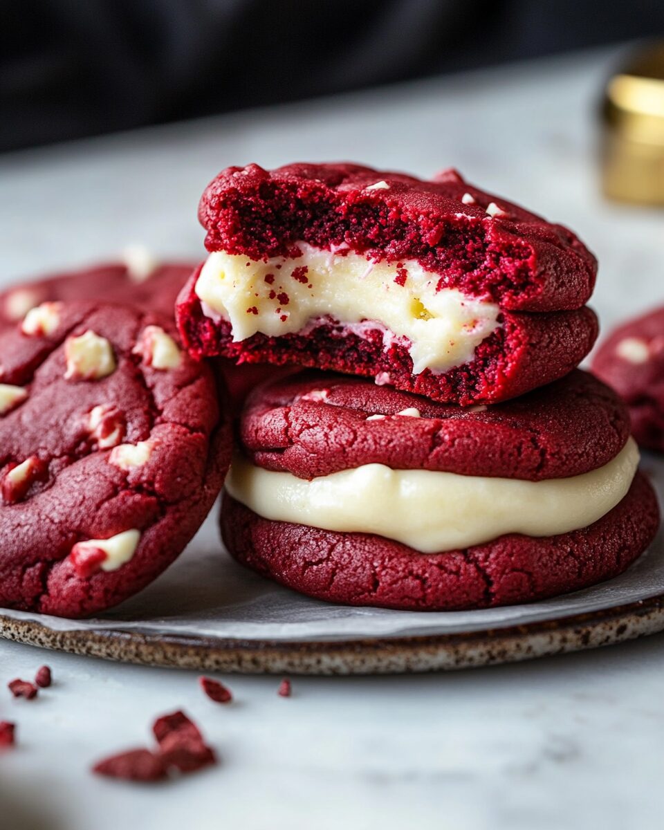 Cheesecake-Stuffed Red Velvet Cookies