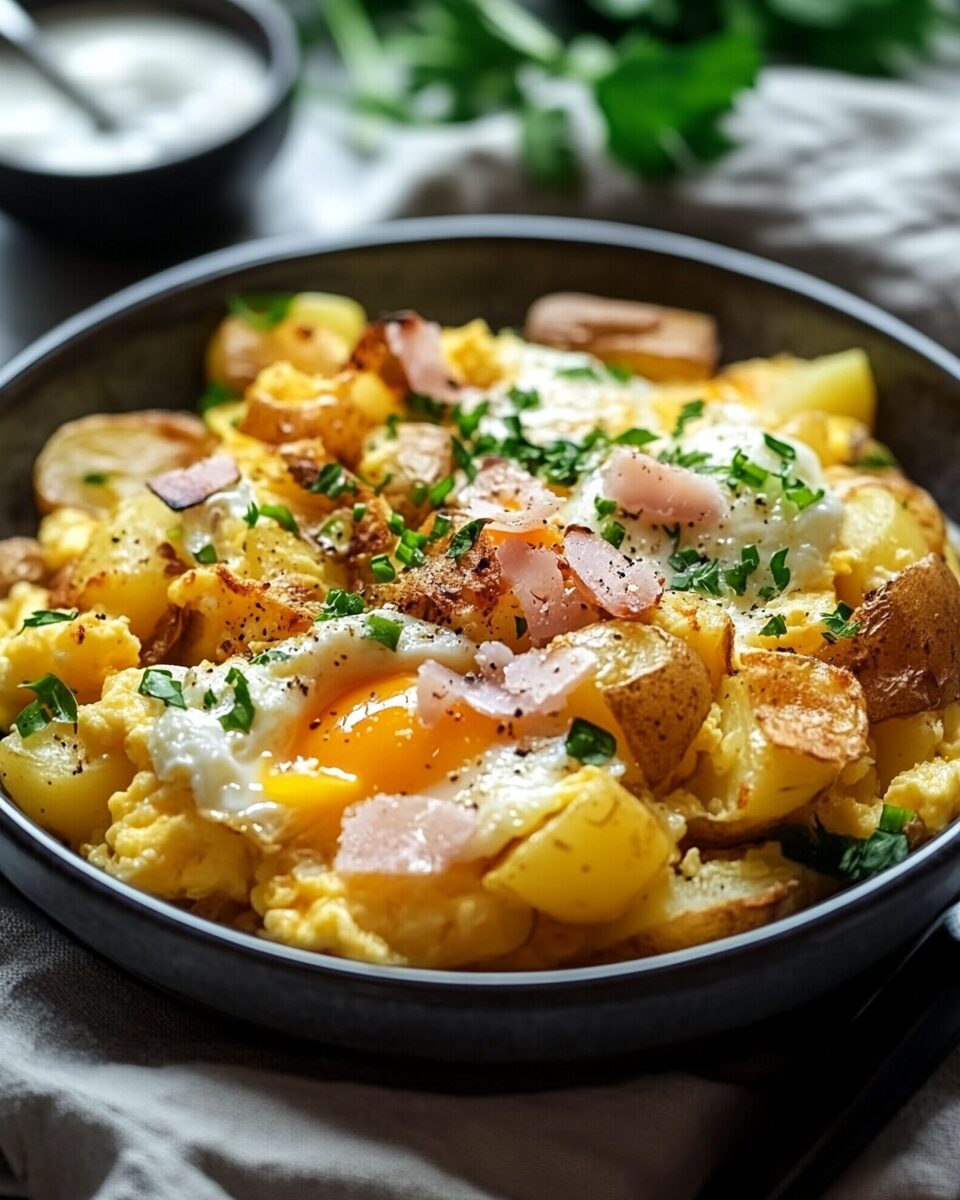 Cheesy Potato Egg Scramble