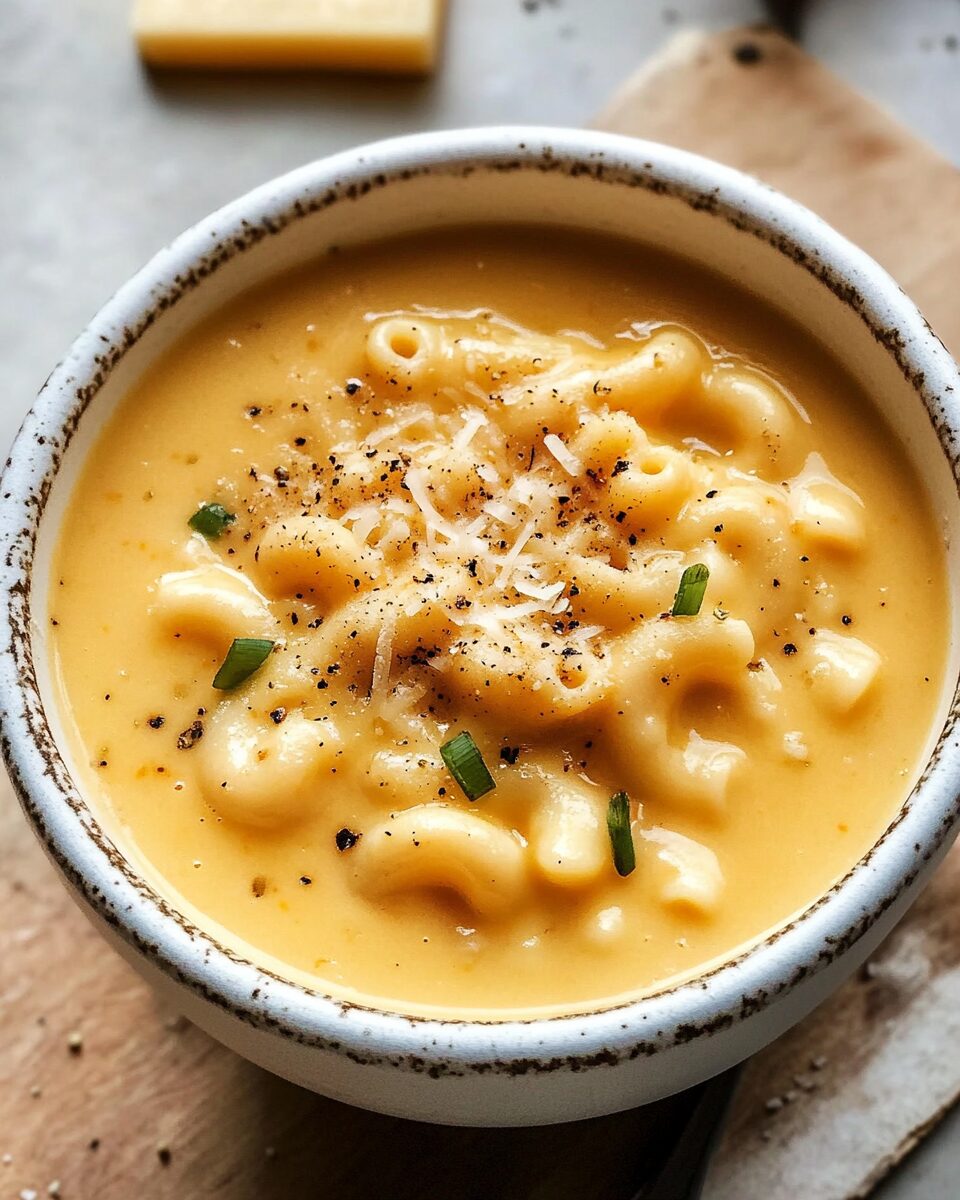 Creamy Cheddar Mac and Cheese Soup