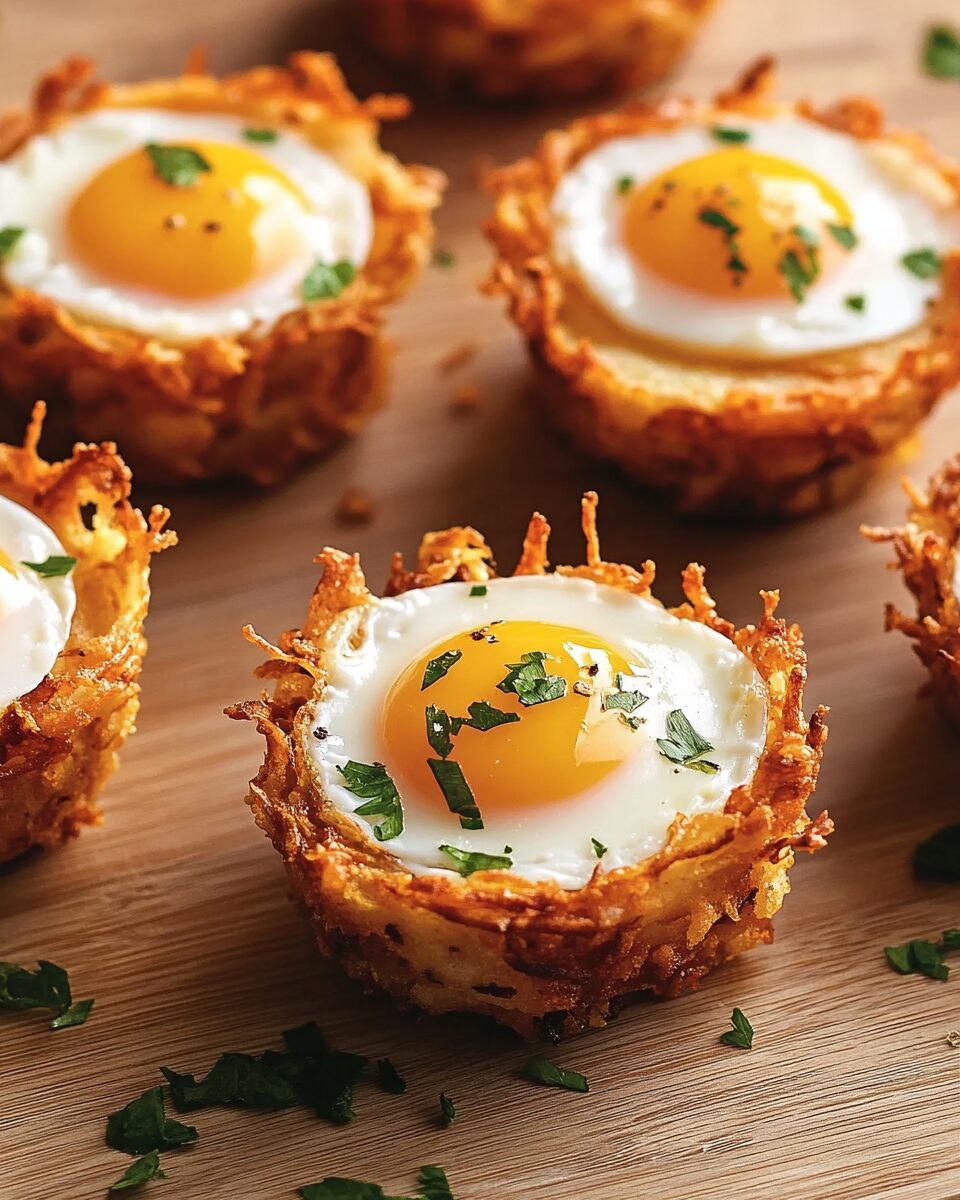 Eggs in Crispy Hash Brown Baskets