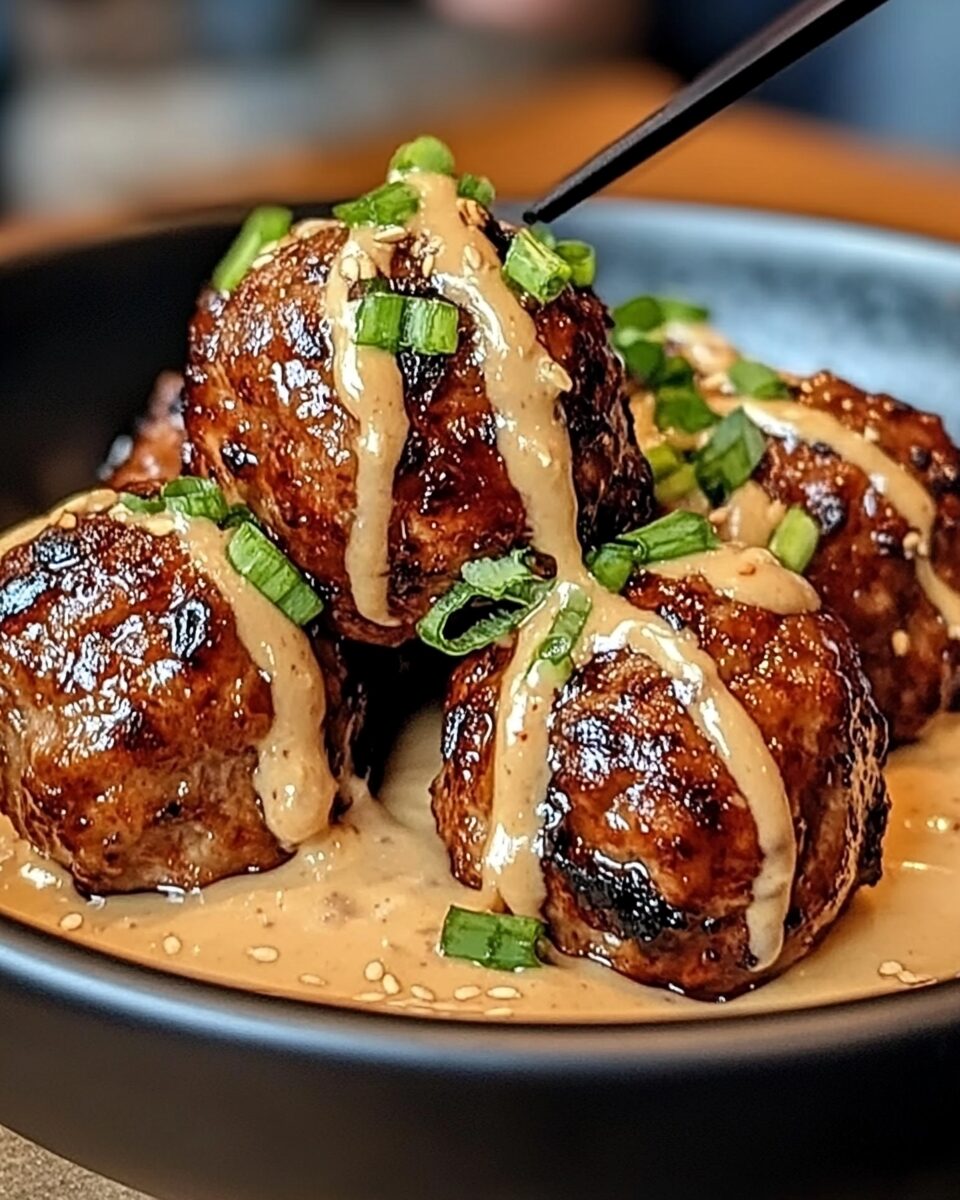 Korean BBQ Meatballs with Spicy Mayo Dip
