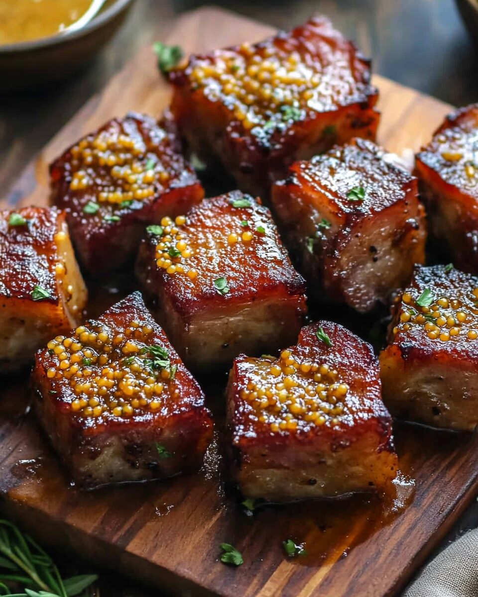 Maple Mustard Pork Belly Bites