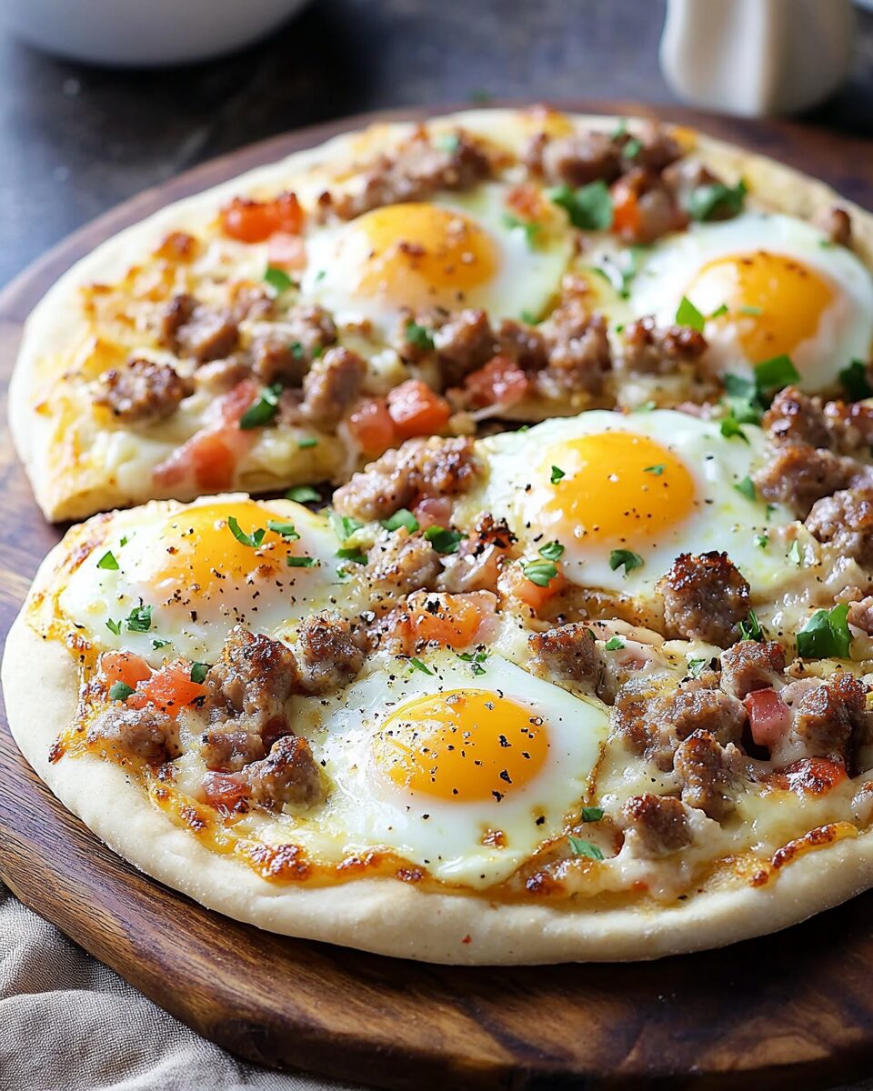 Sausage and Egg Breakfast Pizzas