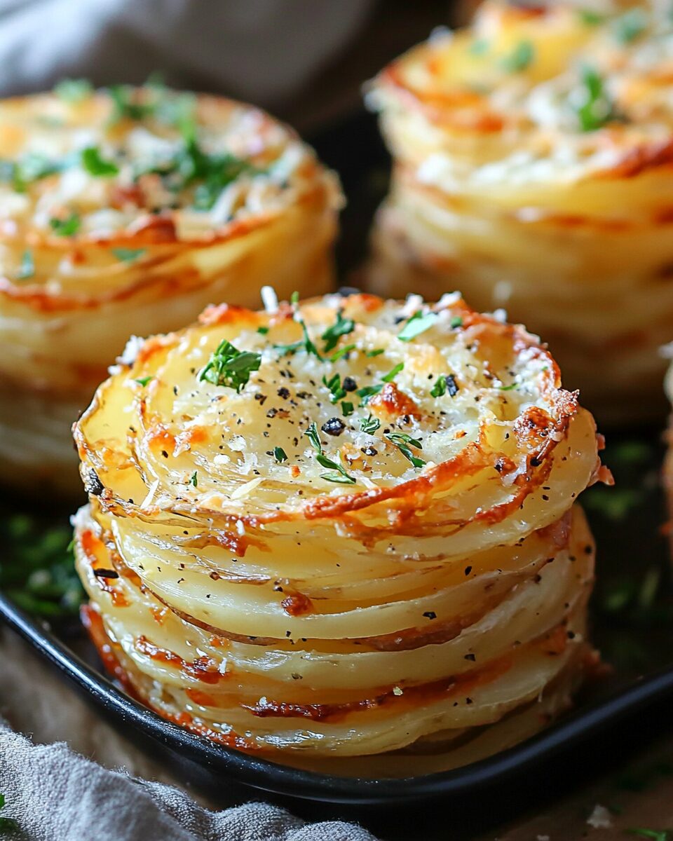 Stacked Garlic Parmesan Potatoes