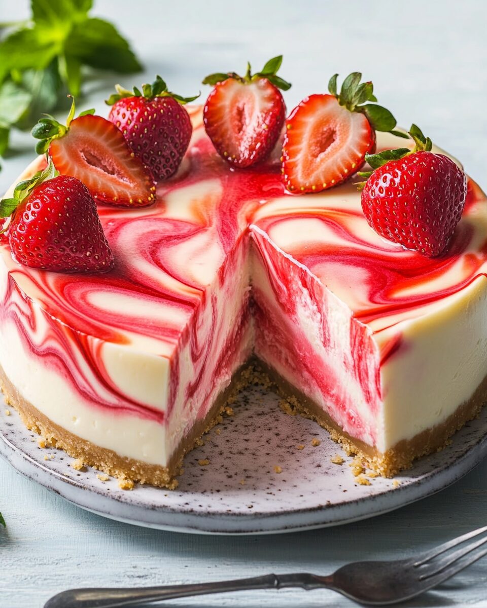 Strawberry Swirl Cheesecake