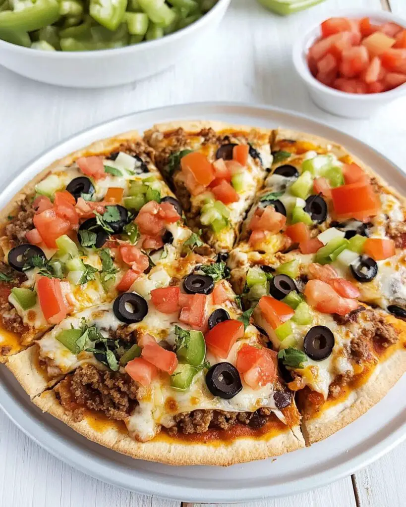 Cheesy Layered Taco Pizza