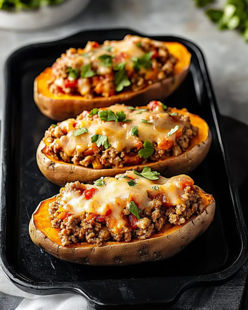 Ground Turkey Stuffed Sweet Potatoes