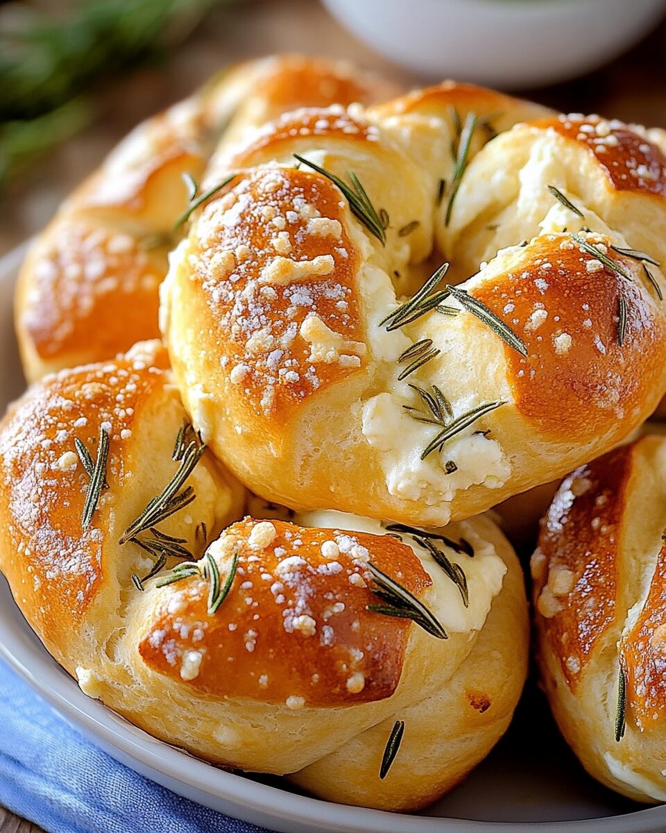Mozzarella-Stuffed Rosemary Parmesan Soft Pretzels