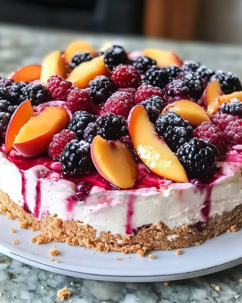Summer Berry and Peach Cheesecake