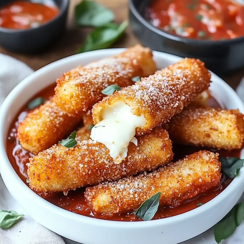 Crispy Mozzarella Sticks with Marinara Sauce