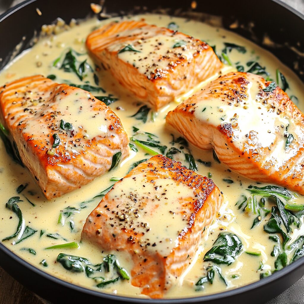 Easy Creamy Salmon Florentine