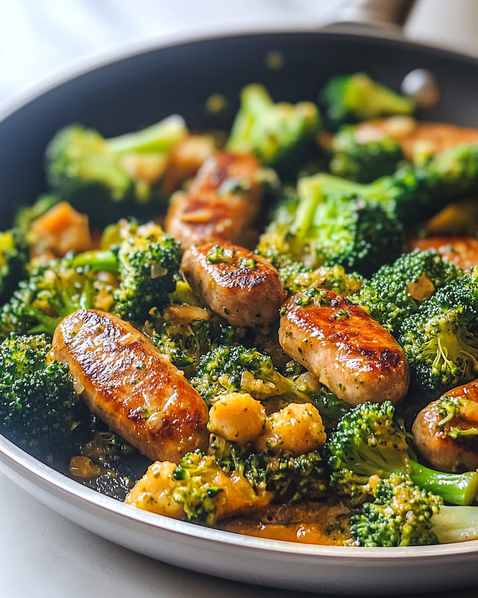 Garlic Butter Sausages with Broccoli Skillet