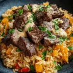Cheesy Steak & Queso Rice