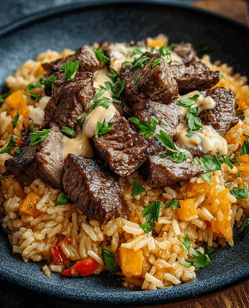 Cheesy Steak & Queso Rice