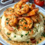 Creamy Garlic Shrimp Over Mashed Potatoes