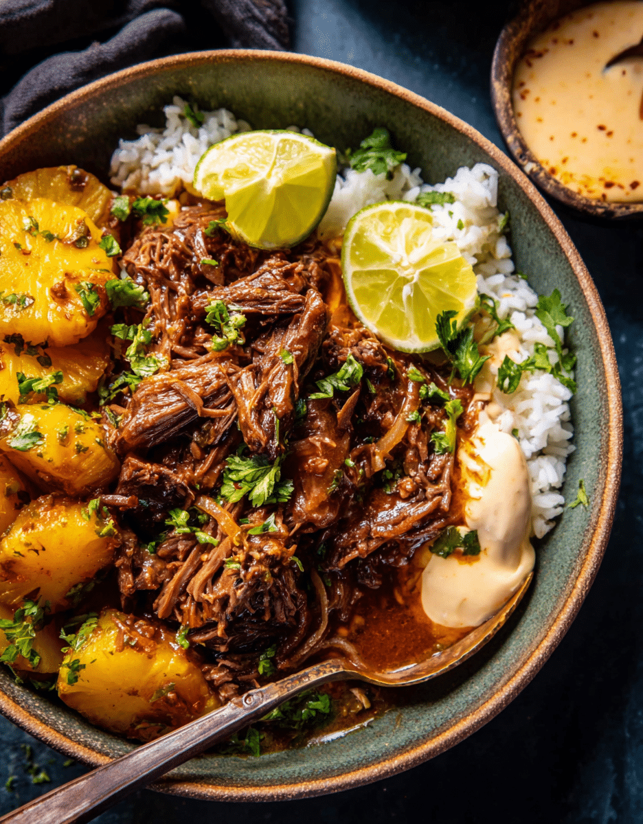 Crockpot Chipotle Pineapple Pot Roast Bowls