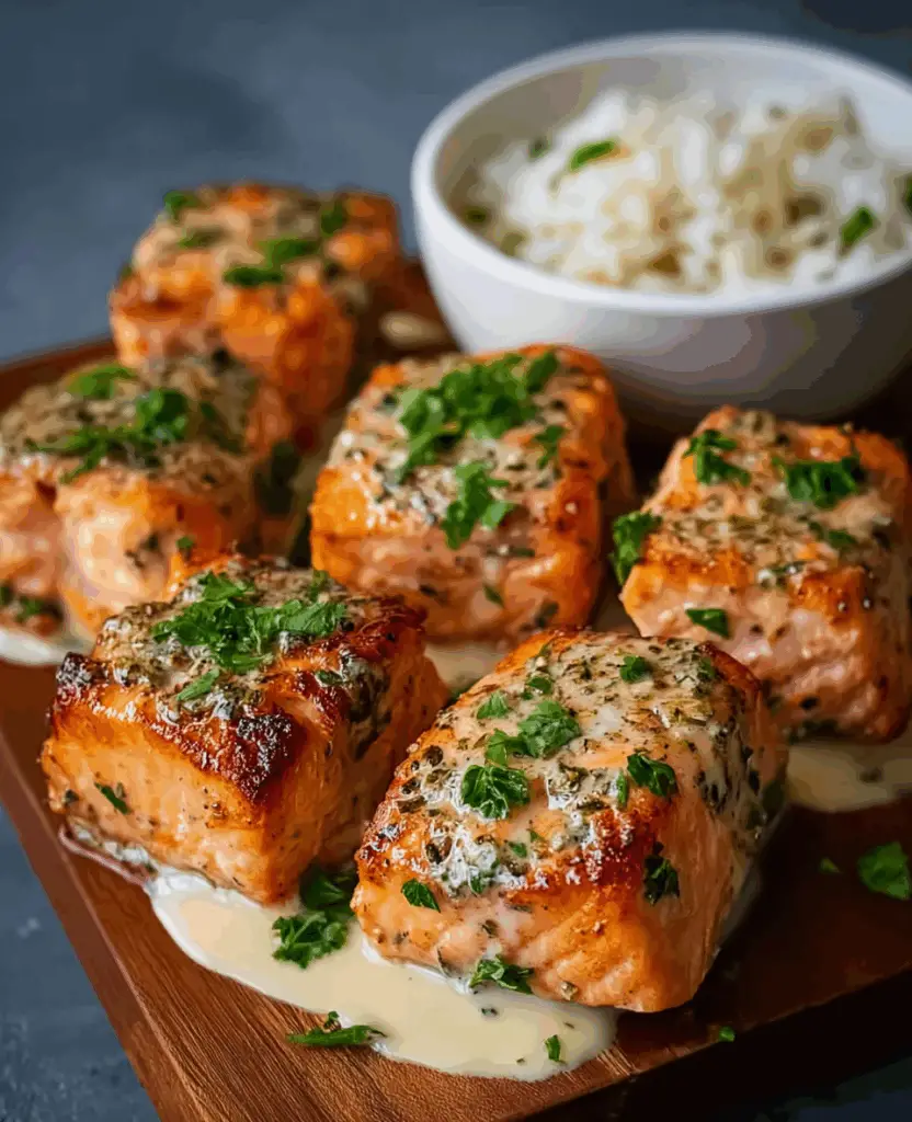 Creamy Garlic Butter Salmon Bites