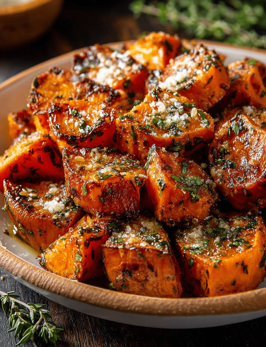 Garlic Parmesan Roasted Sweet Potatoes