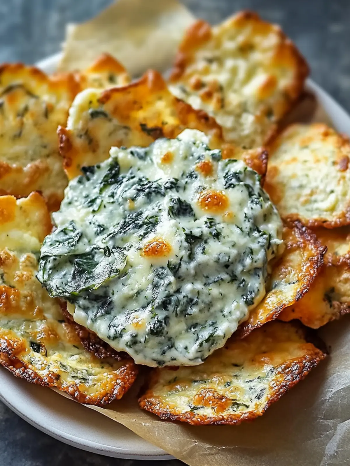 Spinach Dip Cheese Crisps: Irresistibly Crunchy Party Snack 5 Spinach Dip Cheese Crisps