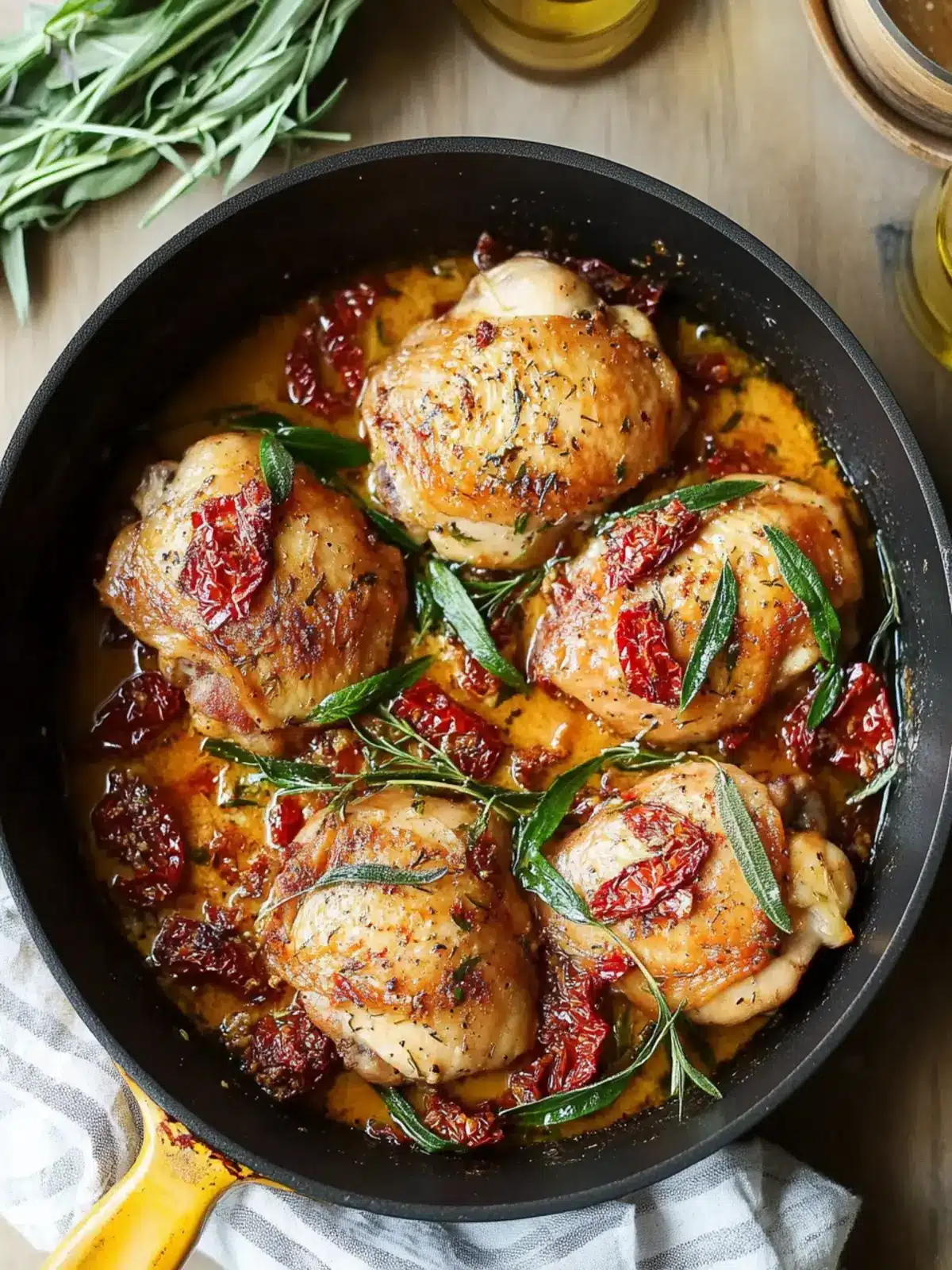 Skillet Sun Dried Tomato Chicken Thighs in 30 Minutes 3 Skillet Sun Dried Tomato Chicken Thighs