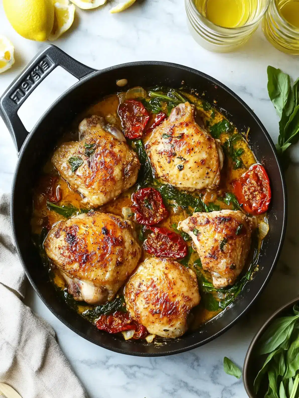 Skillet Sun Dried Tomato Chicken Thighs in 30 Minutes 4 Skillet Sun Dried Tomato Chicken Thighs