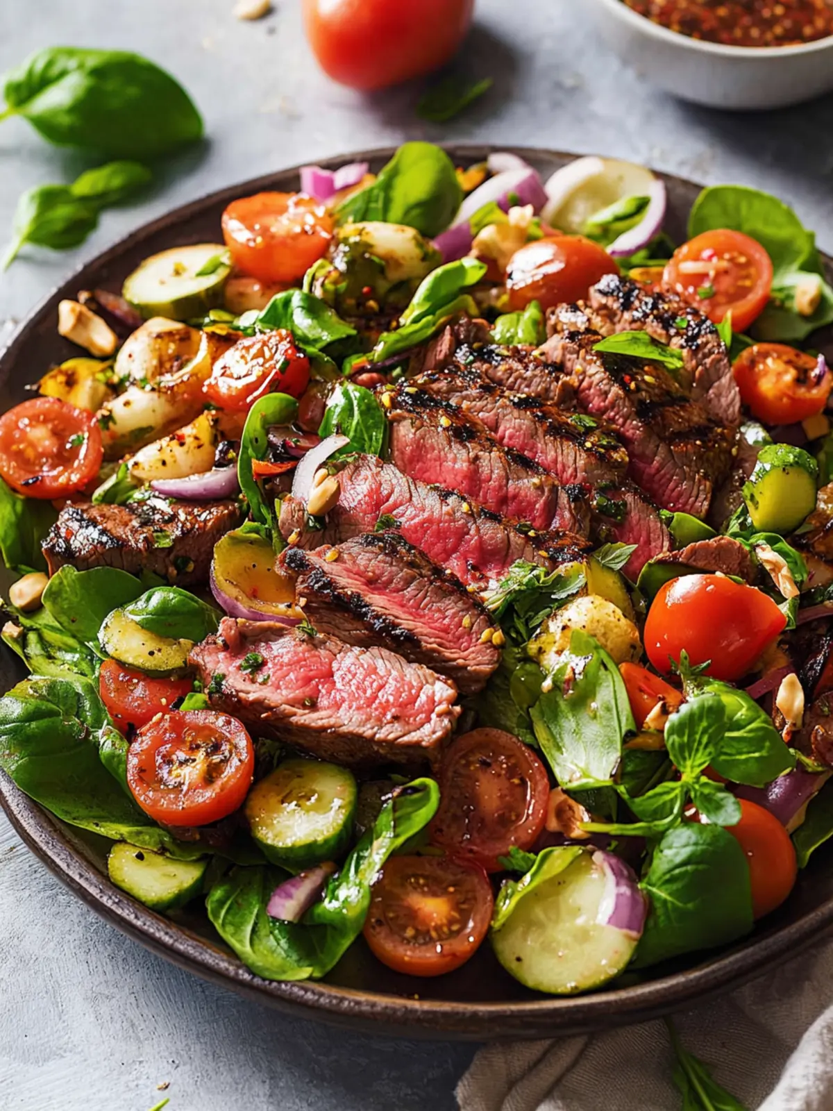 Savory Grilled Steak Salad with Creamy Balsamic Drizzle 2 Grilled Steak Salad