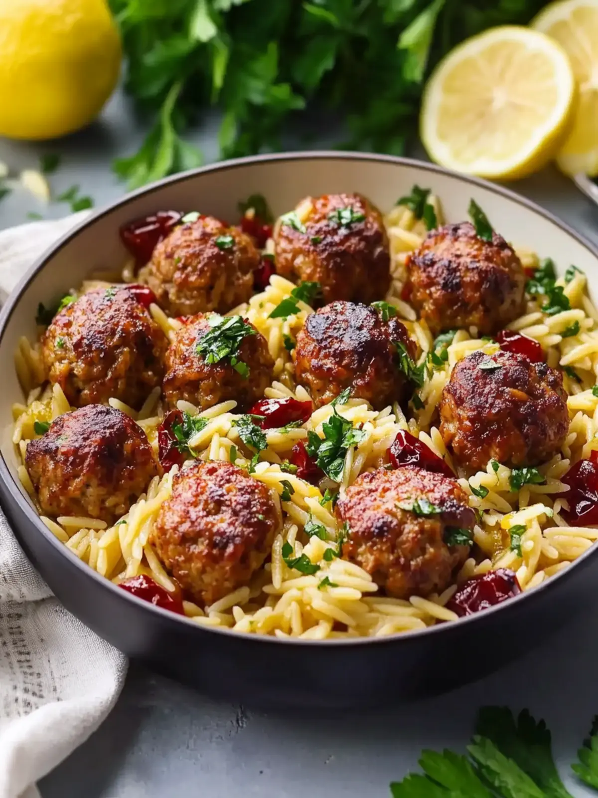 Savory Lemony Mediterranean Meatballs with Orzo Delight 3 Lemony Mediterranean Meatballs with Orzo