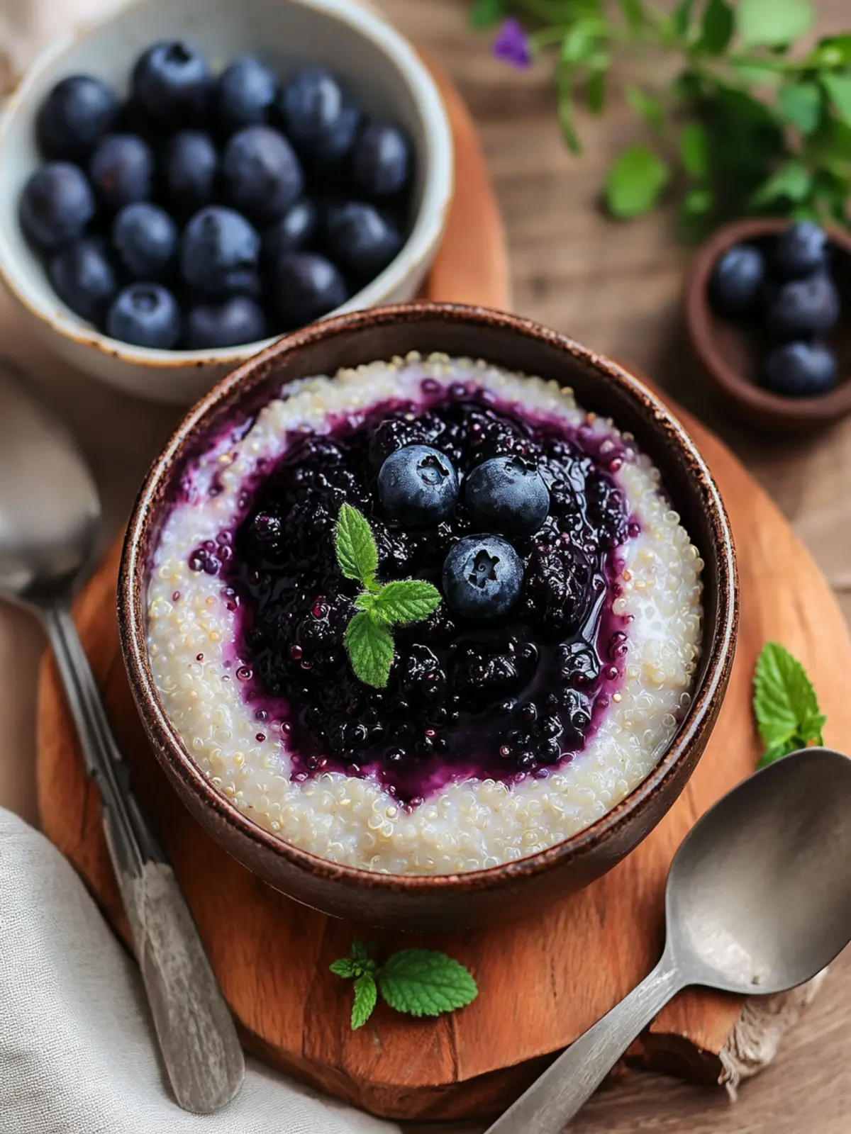 Coconut Quinoa Pudding With Blueberry Compote Bliss 3 Coconut Quinoa Pudding With Blueberry Compote