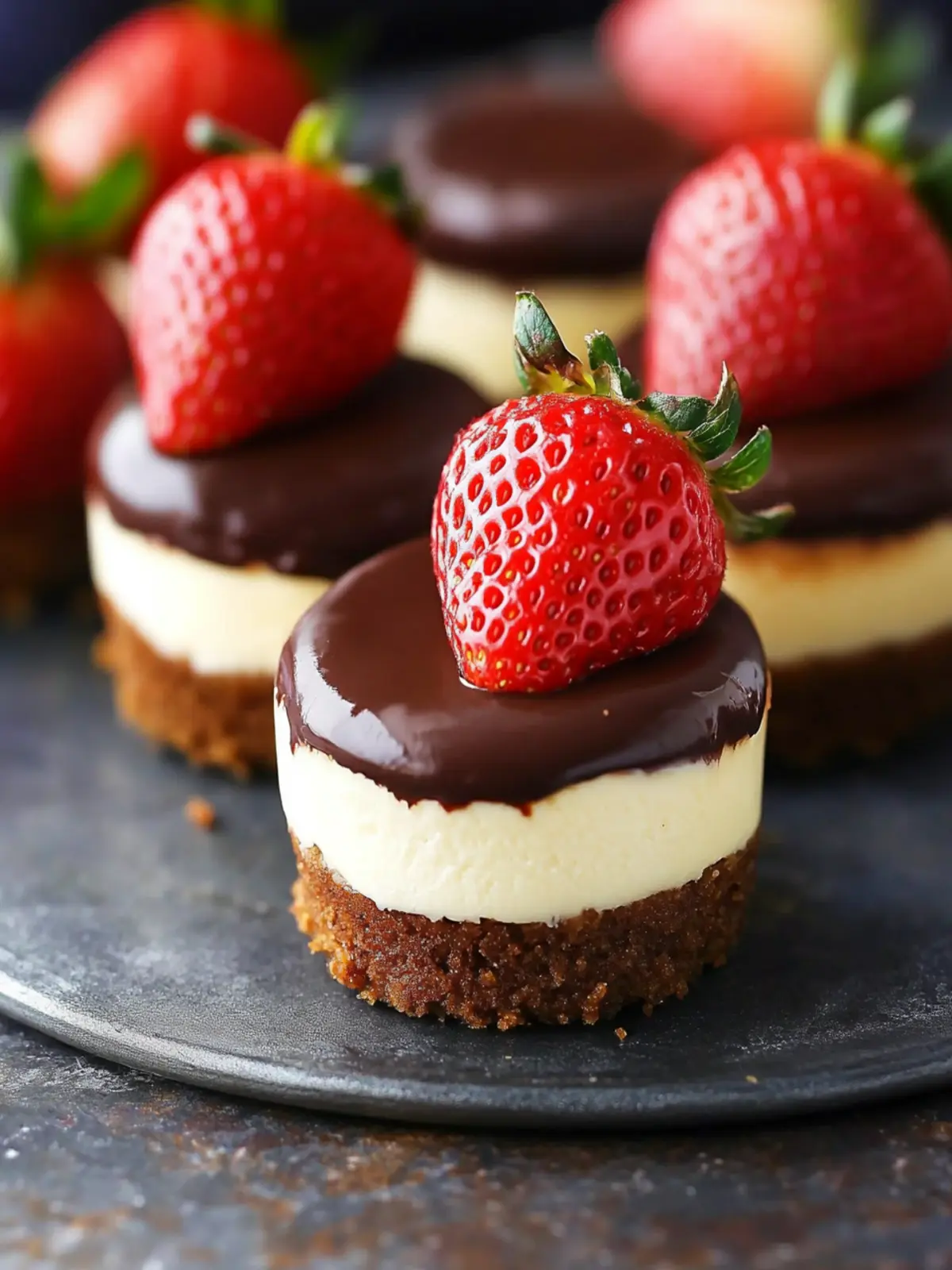 Chocolate-Dipped Strawberry Mini Cheesecakes for Effortless Indulgence 4 Chocolate-Dipped Strawberry Mini Cheesecakes