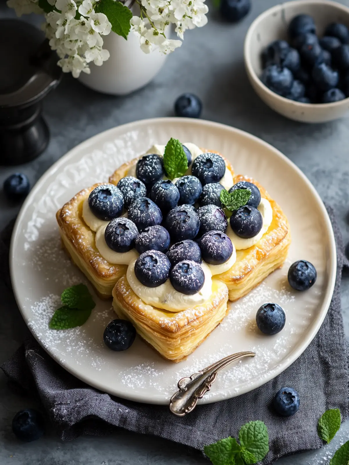 Golden Blueberry Pastry Rings with Creamy Vanilla Magic 3 Golden Blueberry Pastry Rings with Vanilla Cream Filling