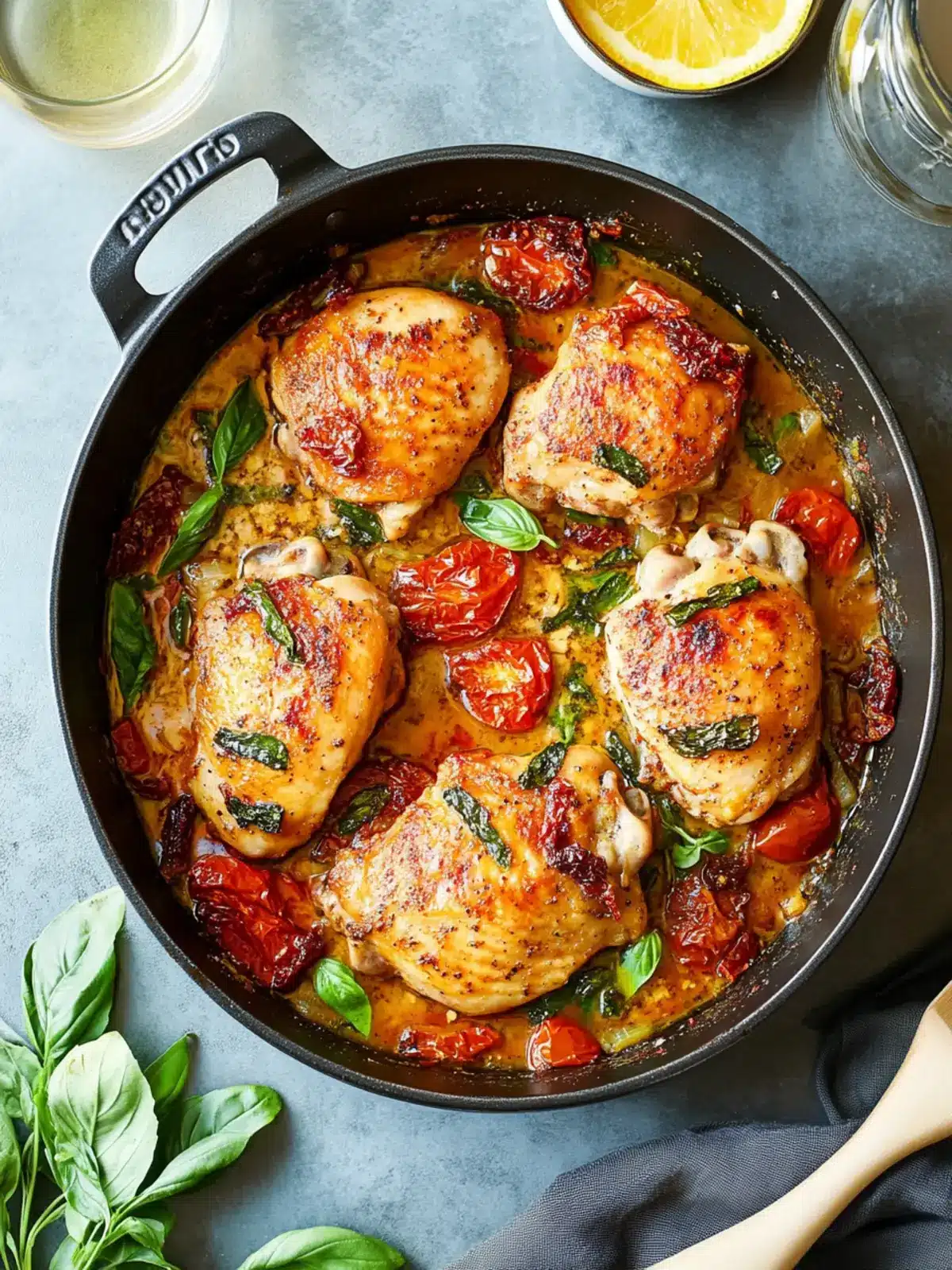 Skillet Sun Dried Tomato Chicken Thighs in 30 Minutes 2 Skillet Sun Dried Tomato Chicken Thighs