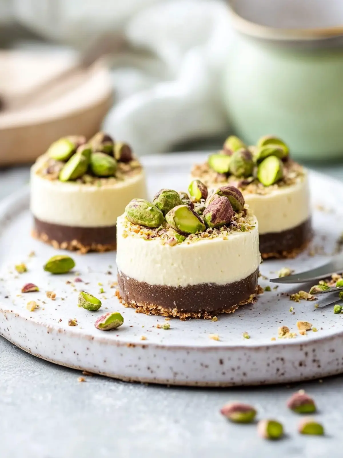Irresistible Mini Pistachio and Coffee Cheesecakes Recipe 3 Mini Pistachio and Coffee Cheesecakes
